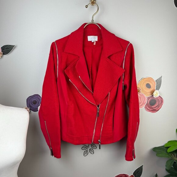 1. State Red Tweed Moto Jacket - Size - 2 - Picture 1 of 5